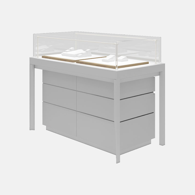 علبة عرض المجوهرات الزجاجية البيضاء