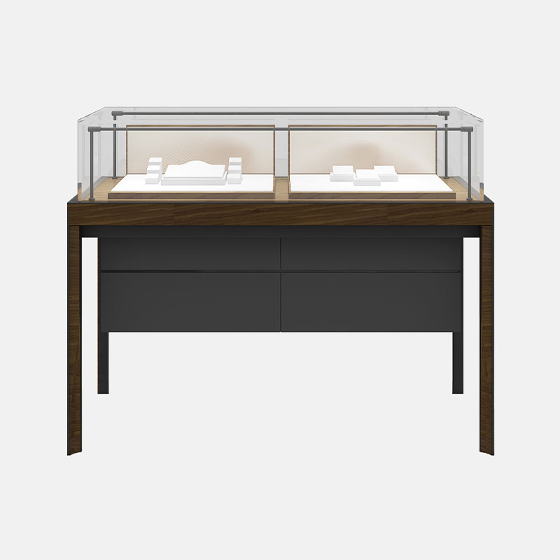 خزانة عرض المجوهرات الخشبية والزجاجية