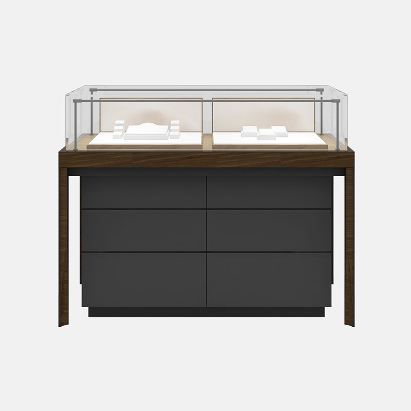 خزائن عرض المجوهرات الخشبية والزجاجية