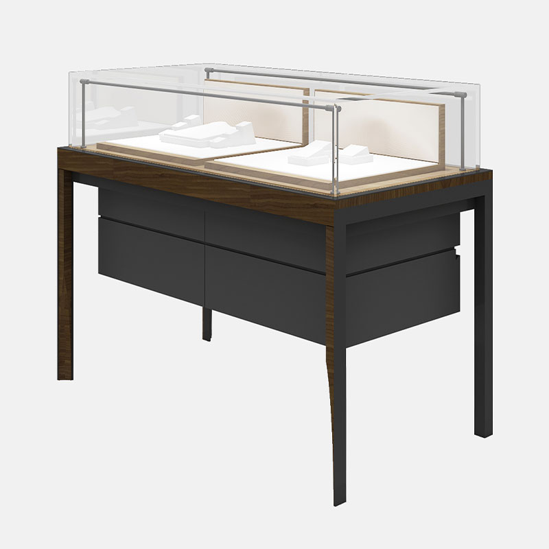 خزانة عرض المجوهرات الخشبية والزجاجية