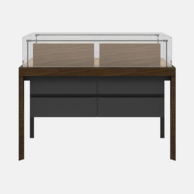 خزانة عرض المجوهرات الخشبية والزجاجية