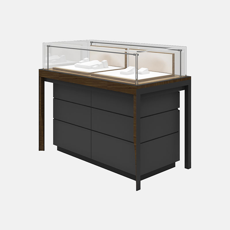 خزائن عرض المجوهرات الخشبية والزجاجية