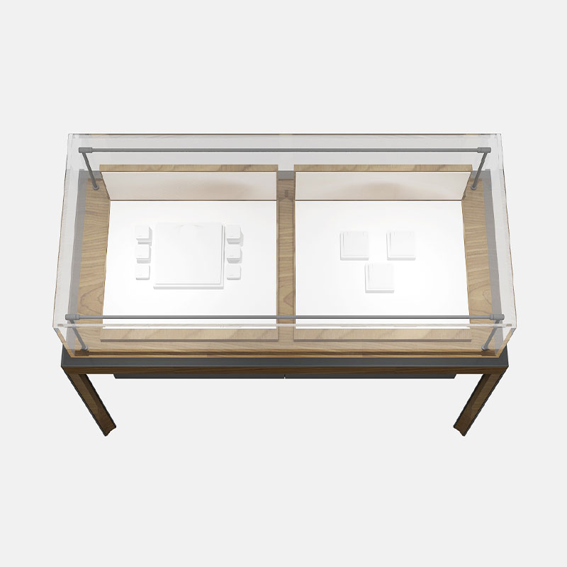 خزانة عرض المجوهرات الخشبية والزجاجية